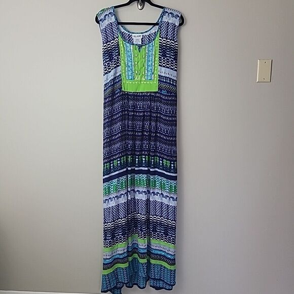 Women's Blair Maxi Dress Size 3XL. Embroidered Scroll W/ Sequins. Sleeveless. - Picture 1 of 9